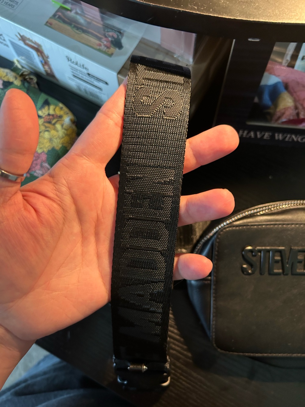 Black Belt Bag with Steve Madden Logo - Picture 2 of 3